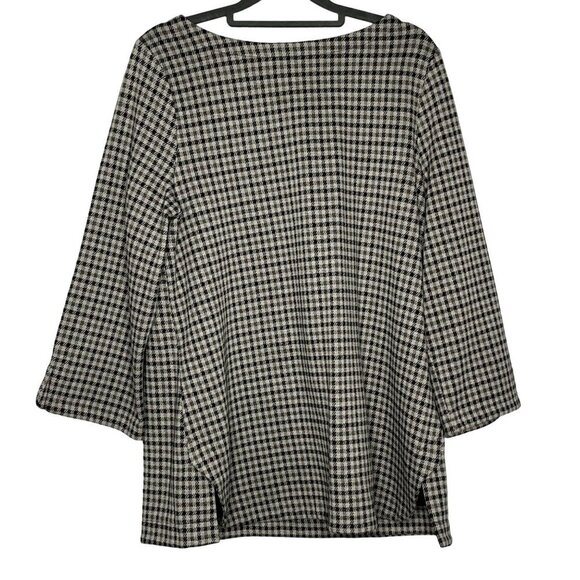 J Jill Ponte Tunic Gray Black White Houndstooth Boatneck‎ ¾ Sleeve Size Medium - Picture 1 of 8